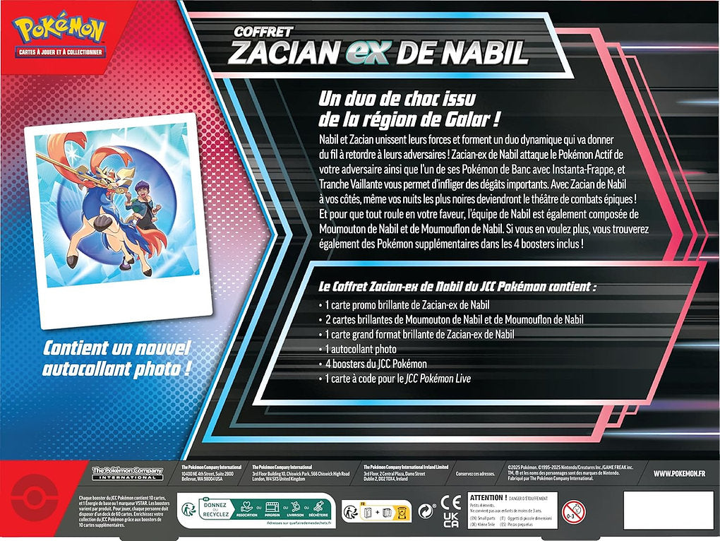 Pokémon - Coffret Zacian EX de Nabil  – (4 boosters)